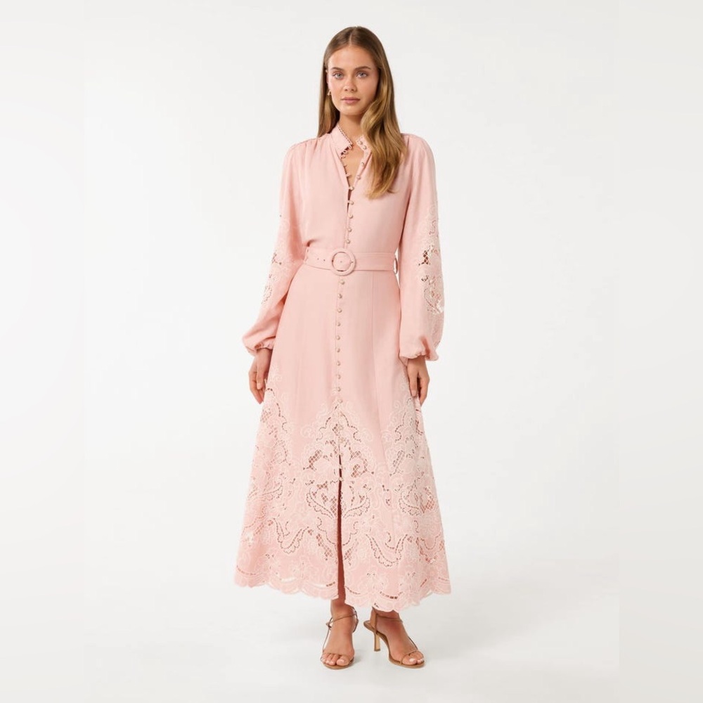 NWT Elegant Pink Lace Midi Dress